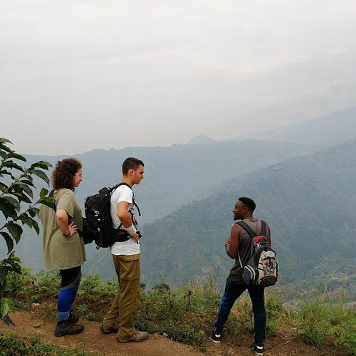Hikers pausing to admire the valley view